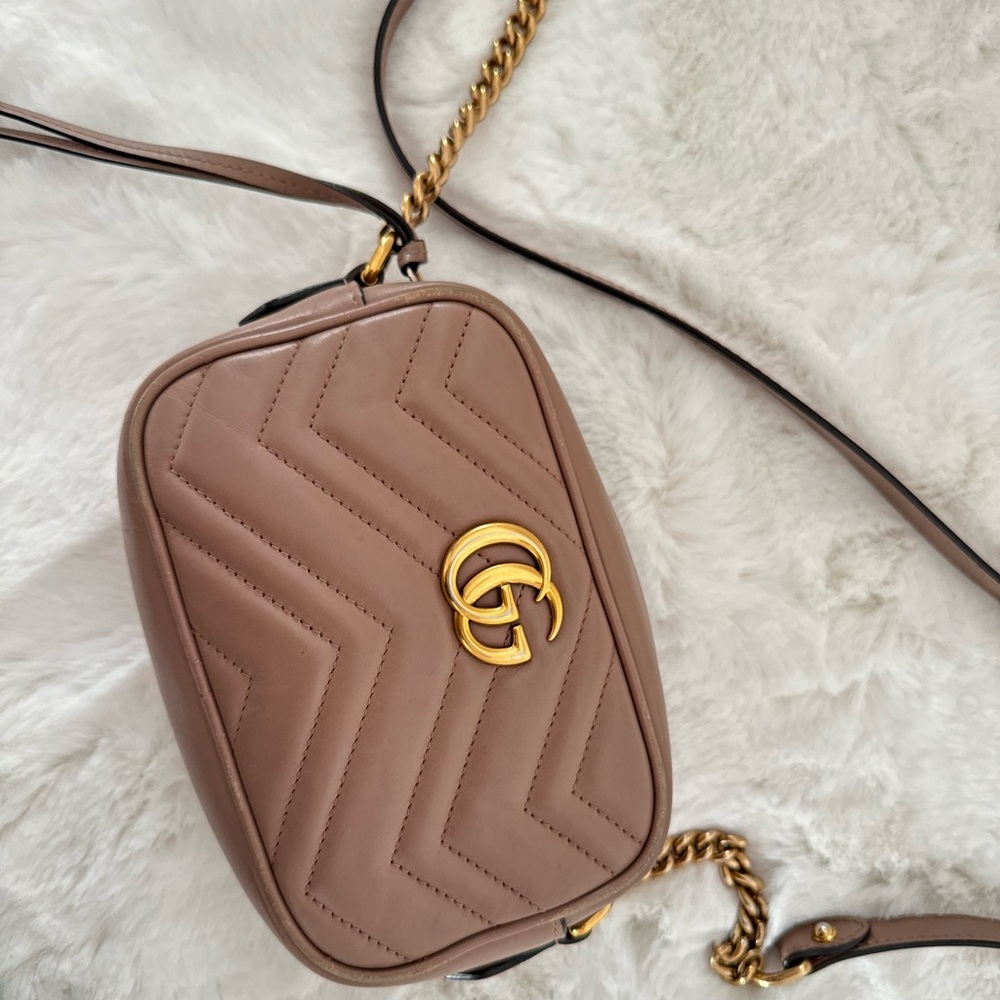 Gucci Mini GG Marmont Chain Crossbody Bag Porcelain Rose